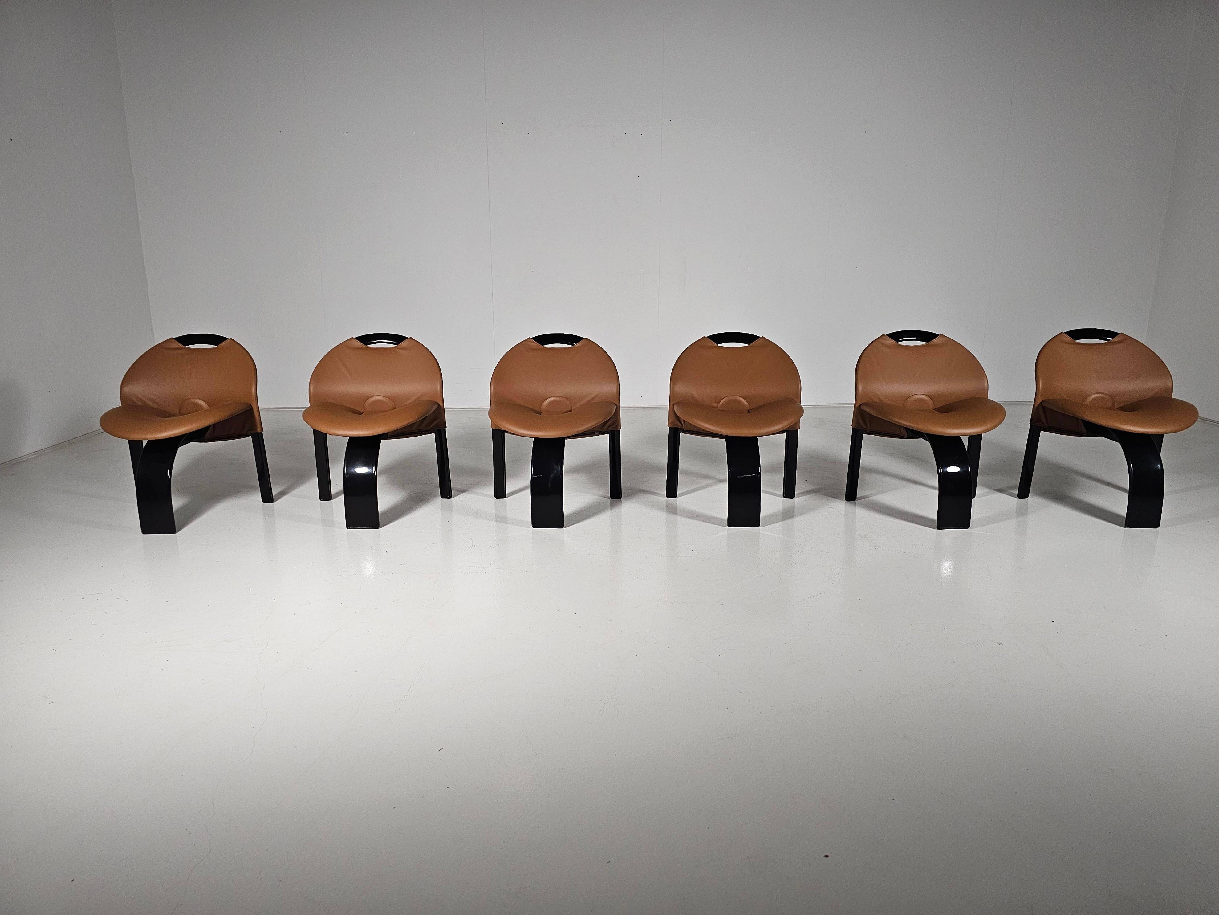 Set of 6 'Sail' dining chairs by Giovanni Offredi for Saporiti, 1973
