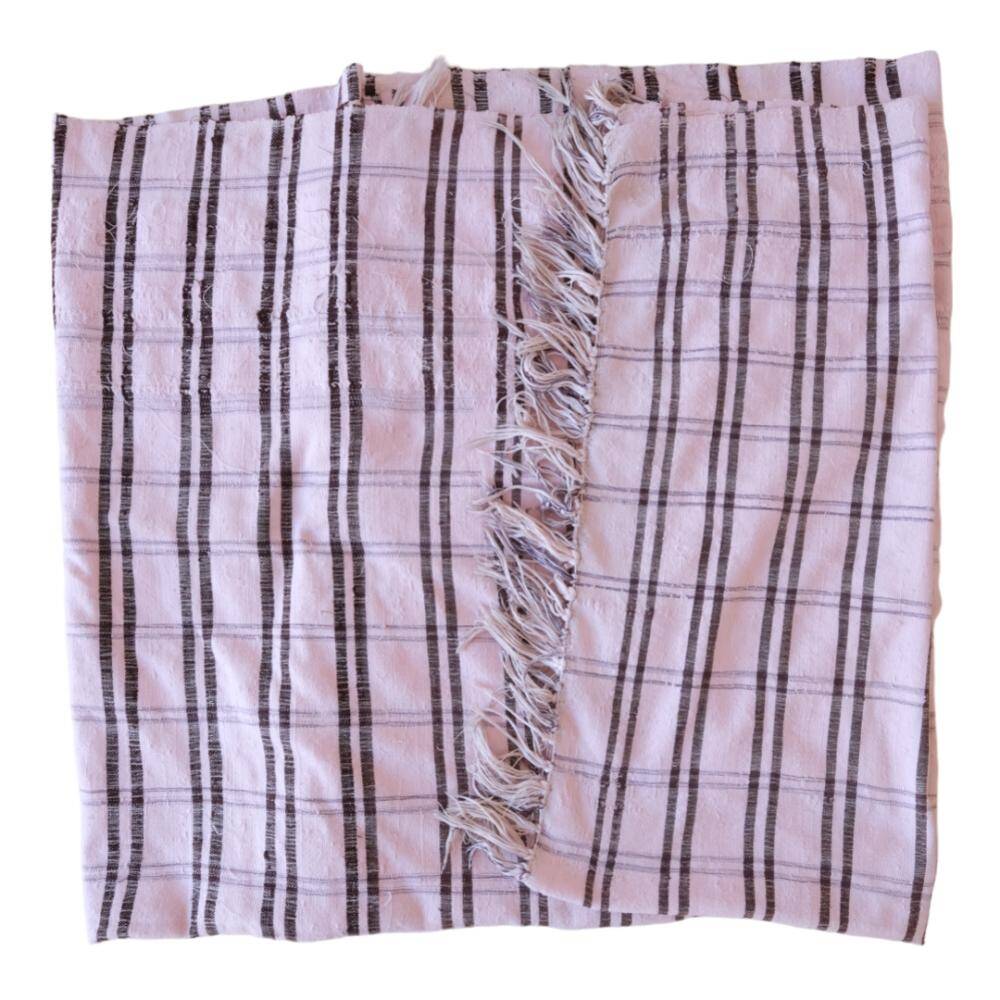 Nappe à carreaux blanche et noir du maroc - 193 x 339 cm