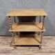 Natural wood display shelf with three tiers