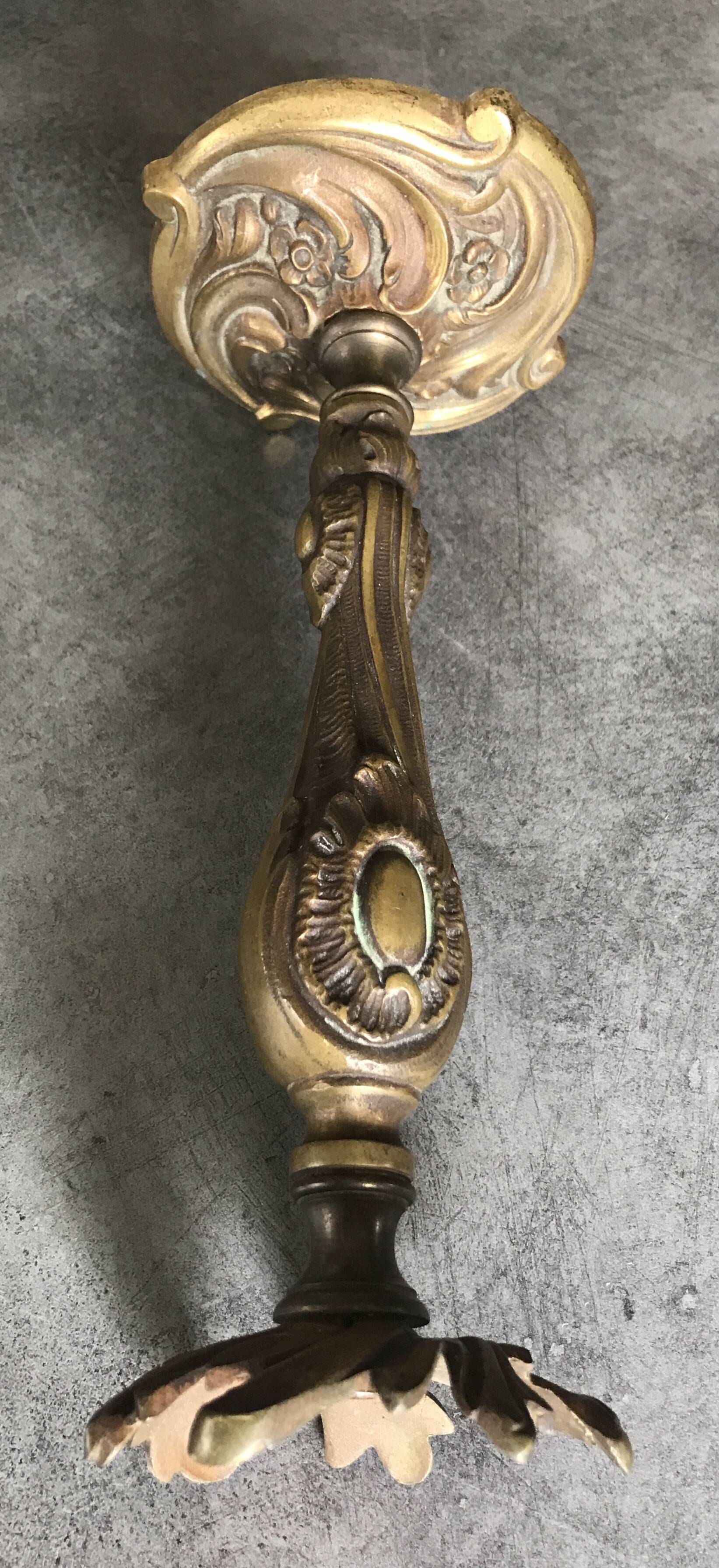 Old gilded bronze lamp base with Louis XV style rocaille decoration