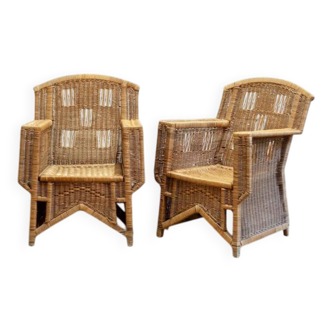 Ascona model wicker chairs by Vivai Del Sud, 1970s, set of 2