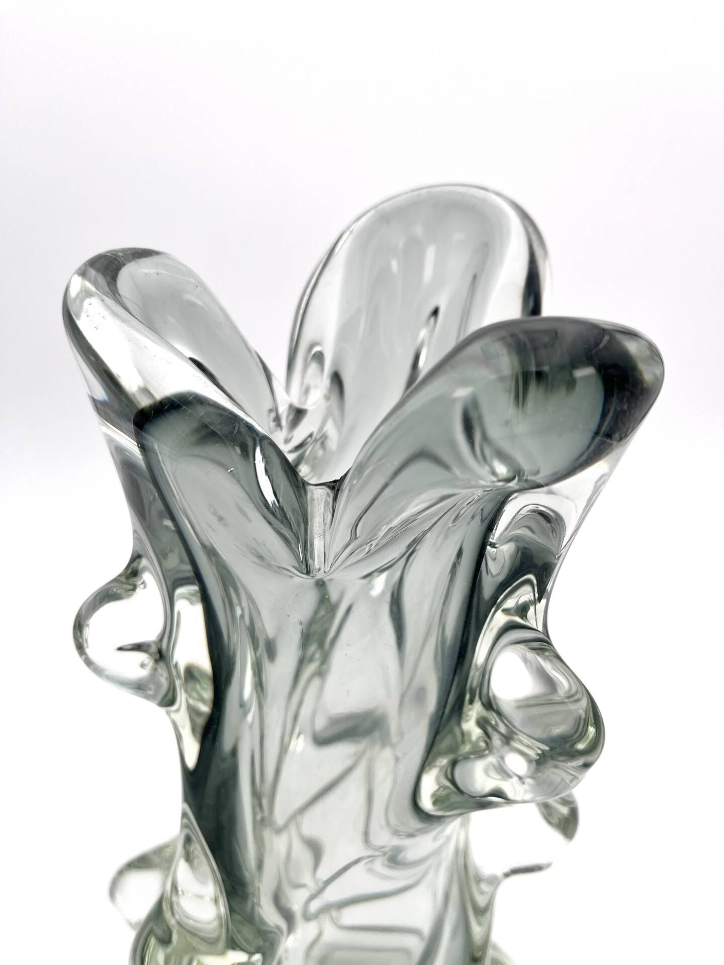 Large Murano Vase Smoked Glass Sculptural 31.5cm 3.1kg