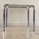 1970s coffee table glass and chrome steel