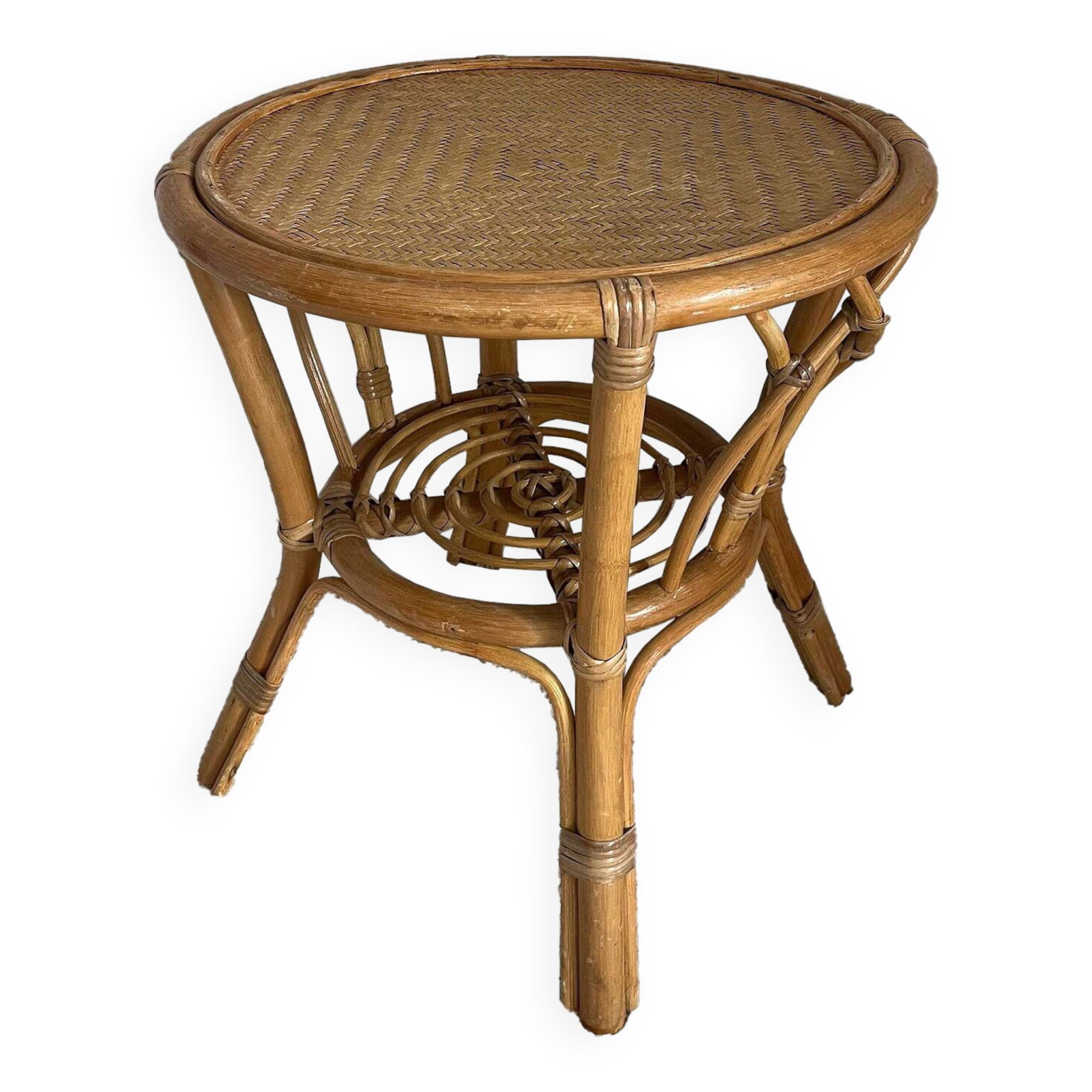 Rattan coffee table, bamboo