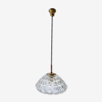 Suspension Limburg transparent thick glass and brass. 1960