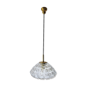 Suspension Limburg transparent thick glass and brass. 1960