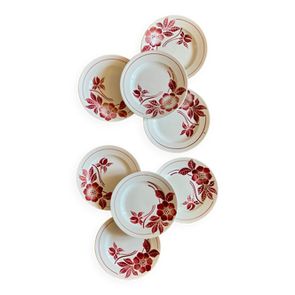Set of 8 vintage dessert plates Flora
