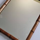 Large 19th century French mirror in carved faux bamboo wood, 52 x 64 cm