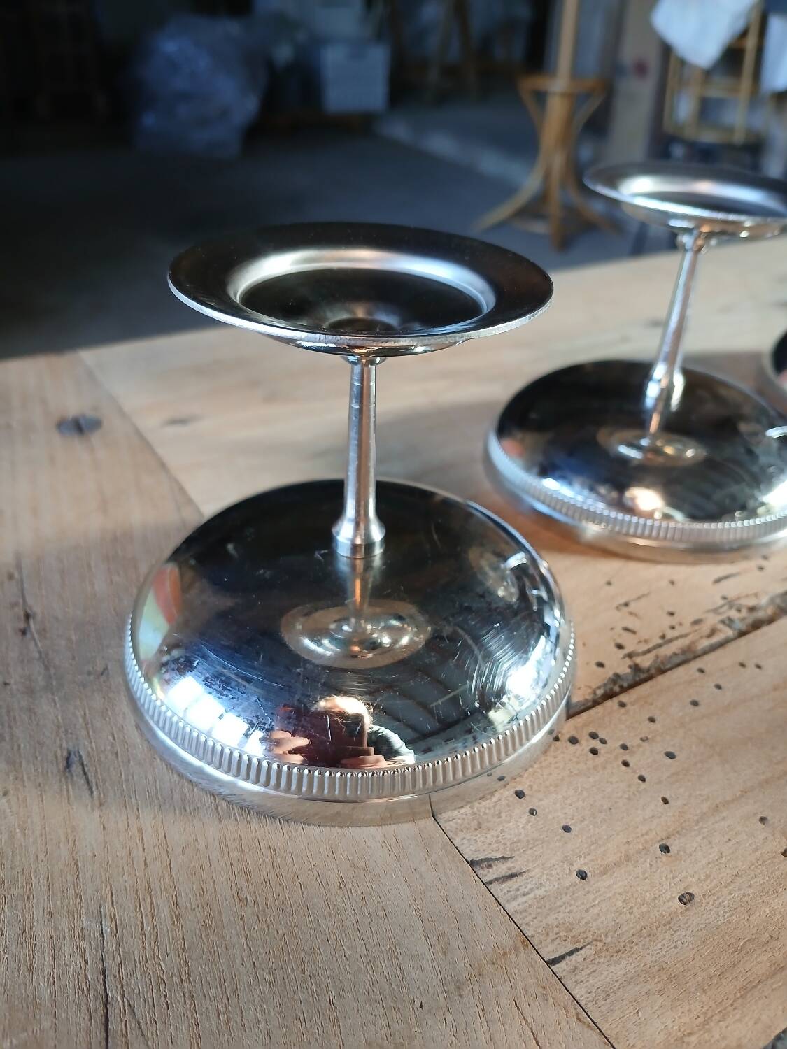 9 antique stainless steel ice cream cups