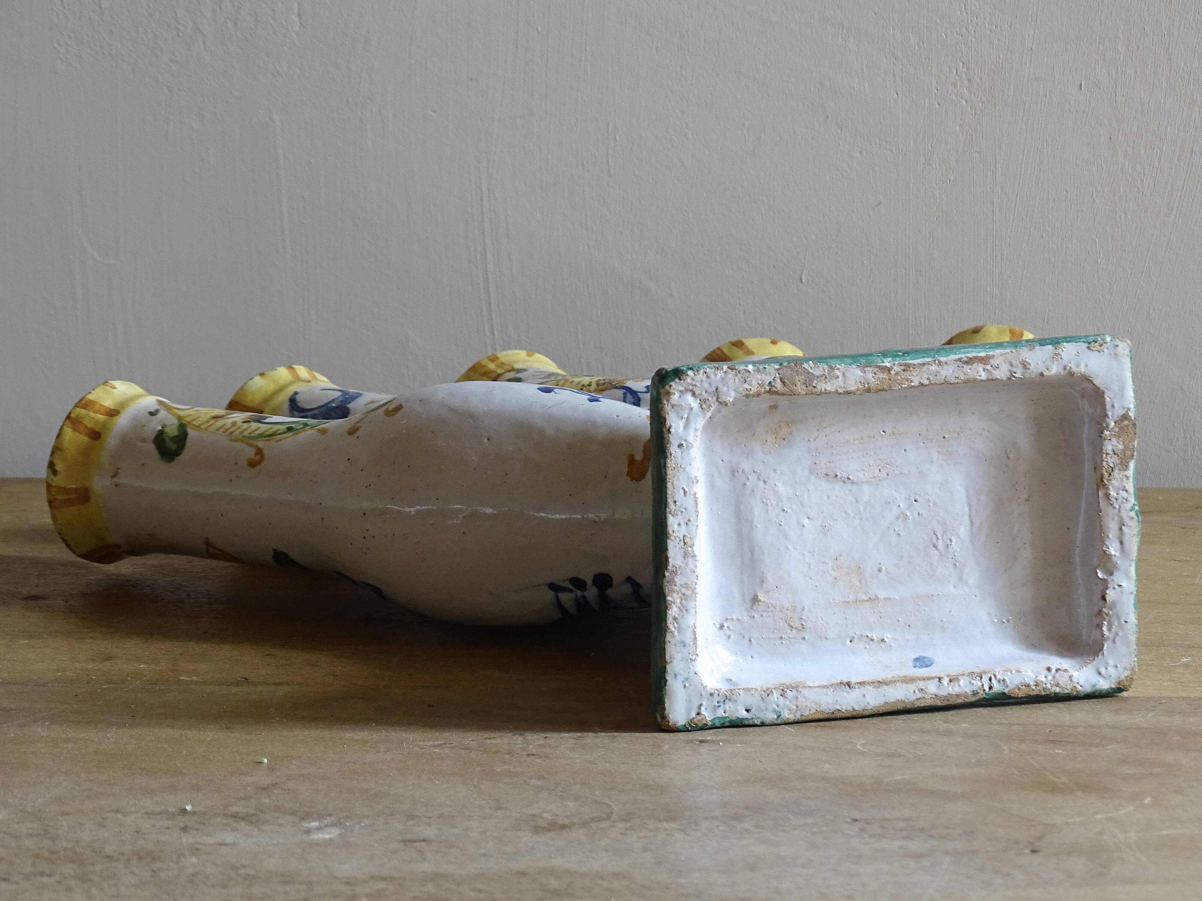 Italian Maiolica Ceramic Tulip Vase or Tulipière