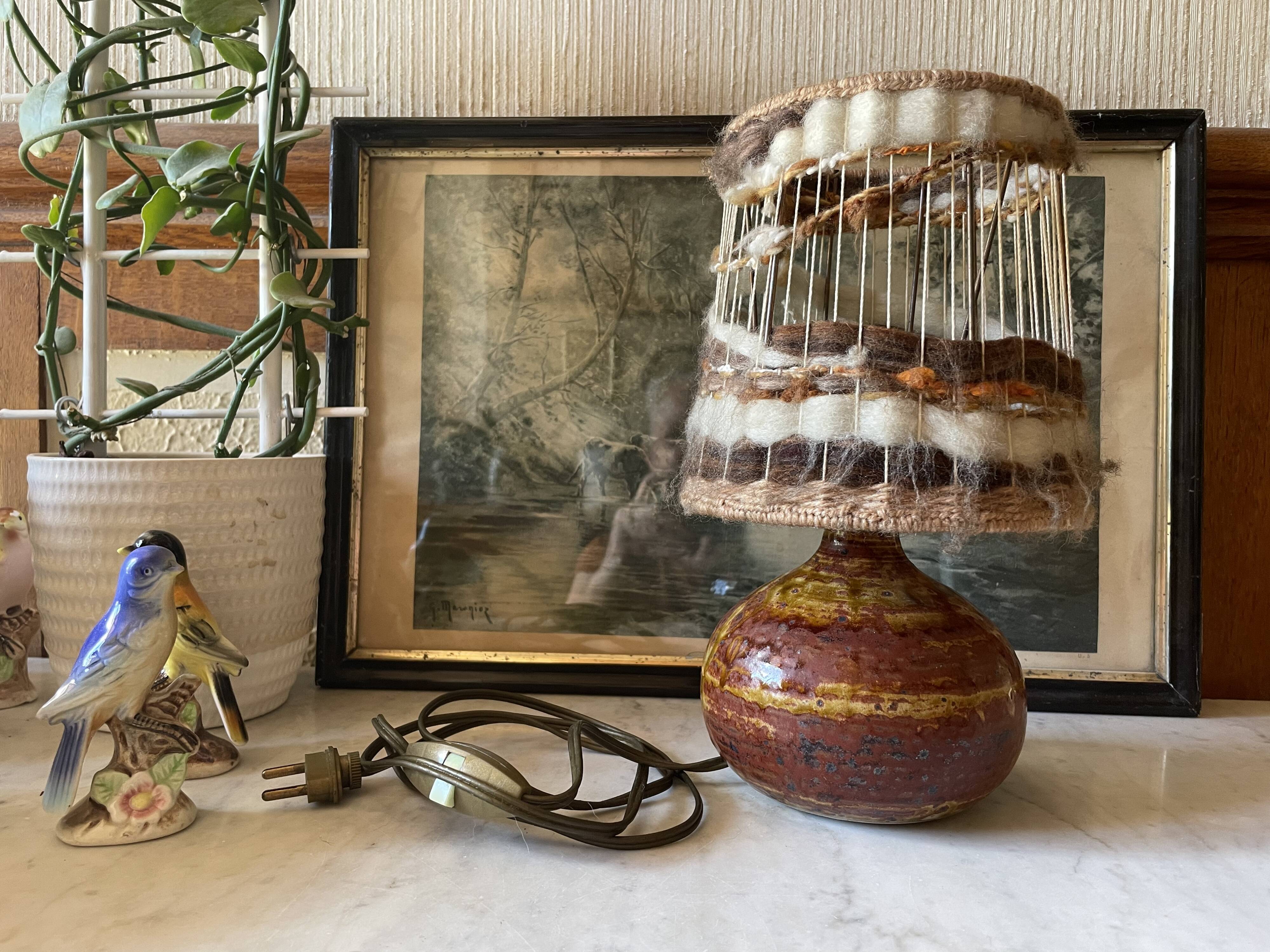 Stoneware lamp La Borne signed Migeon