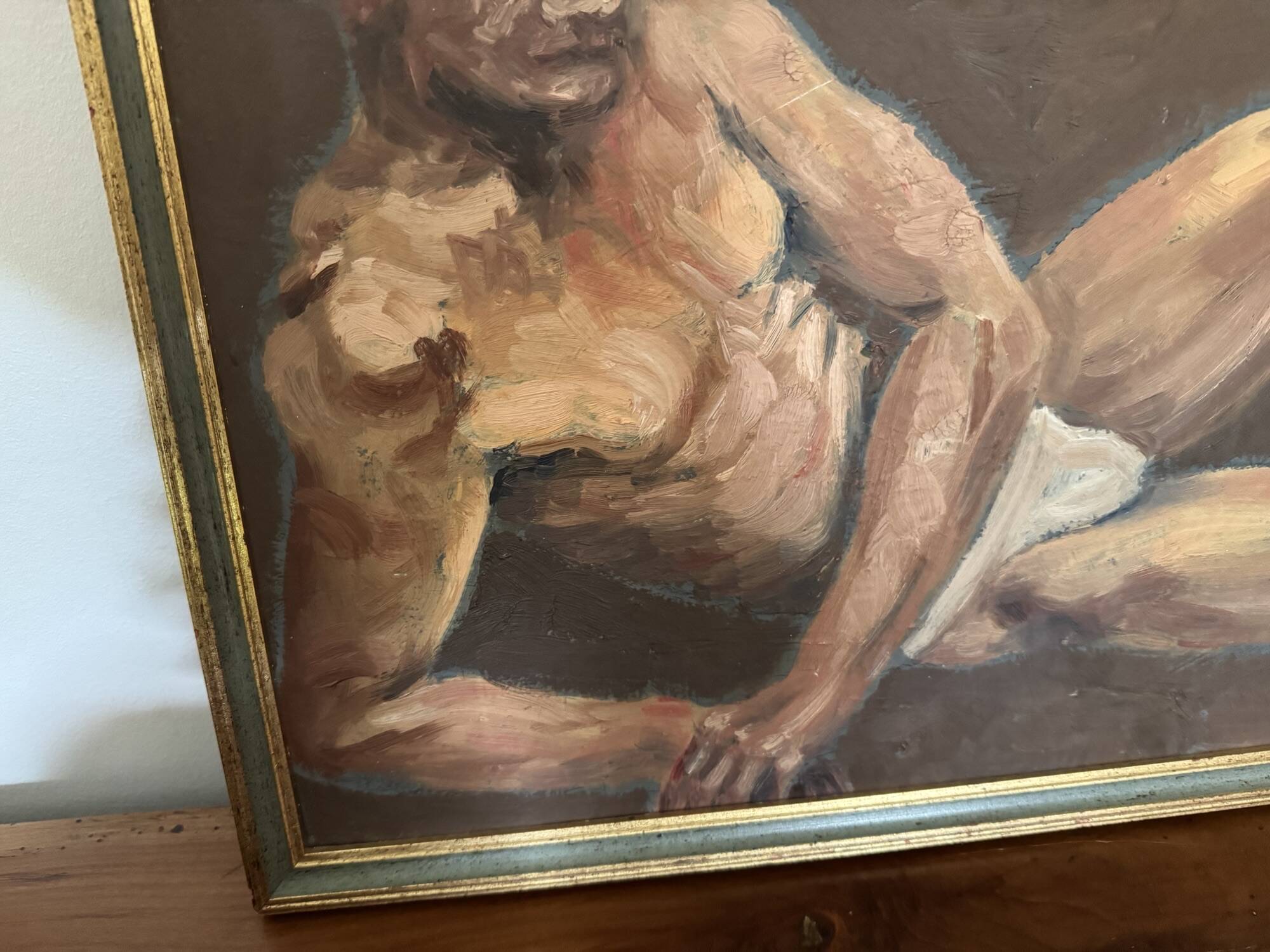 Tableau ancien huile sur panneau : nu acadamique XX eme siecle