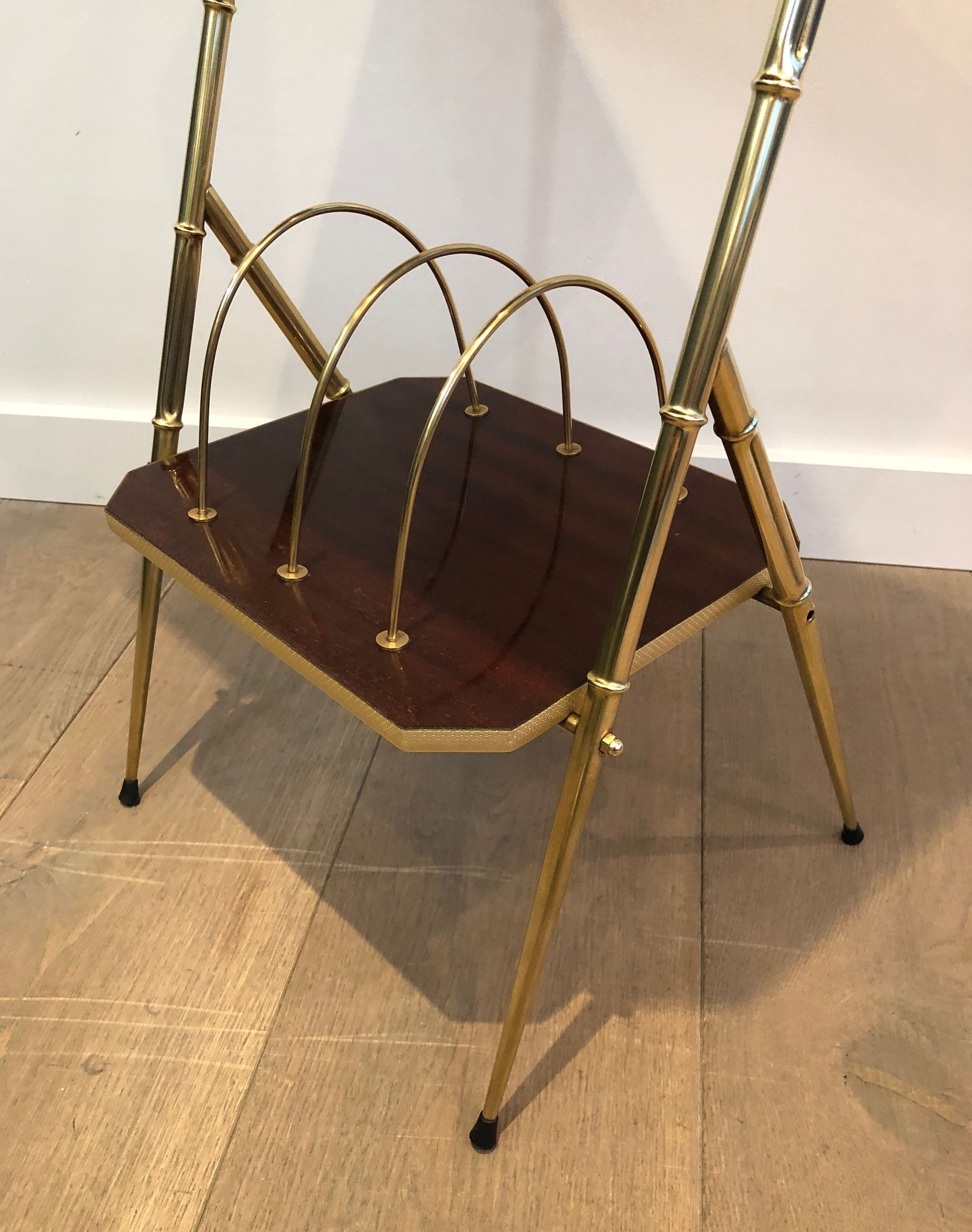 Mahogany and gold metal harness faux-bamboo way. french work. around 1970