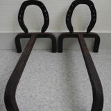 Chenets anciens fers cheval vintage