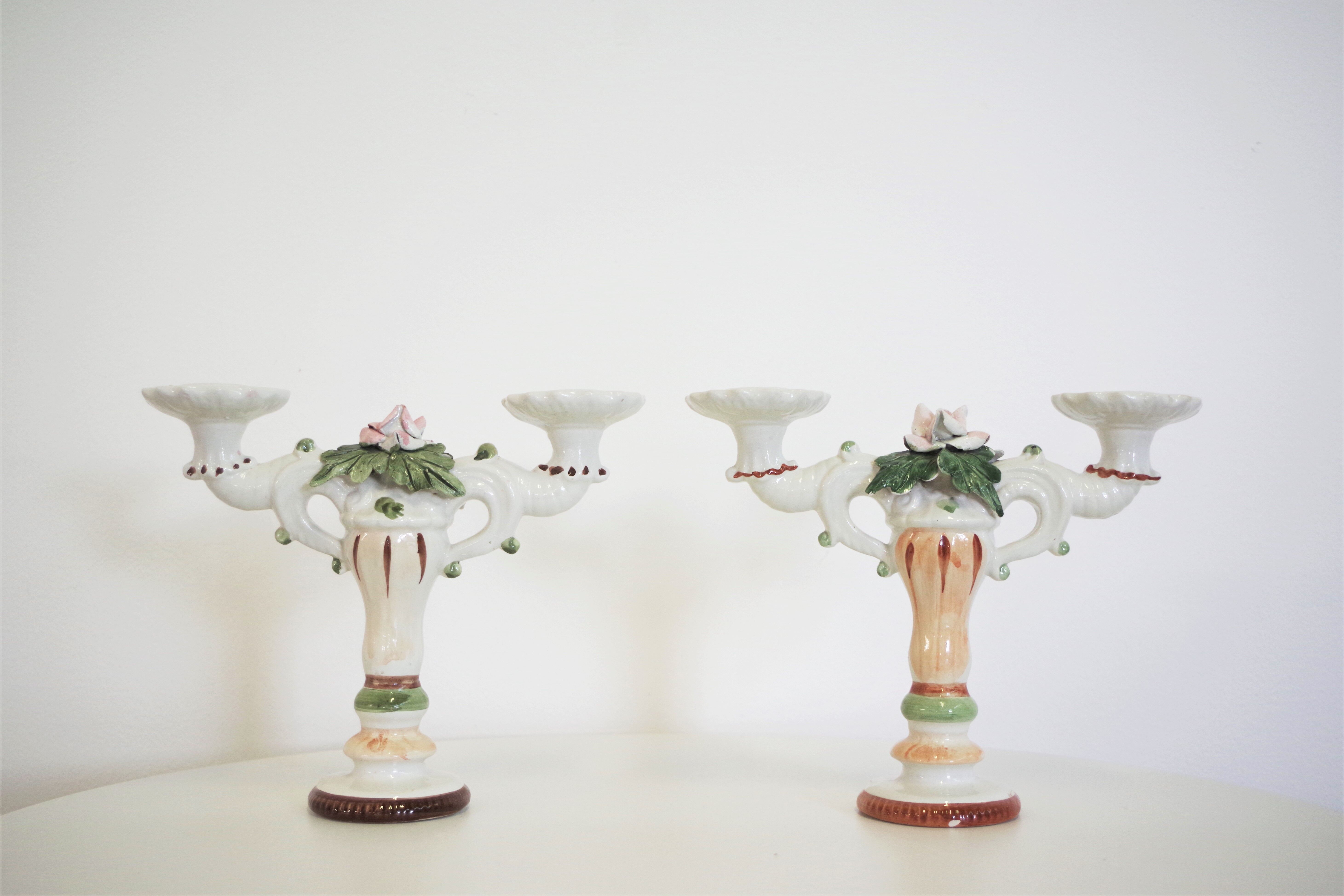 Bassano ceramic candelabra, 1970s, set of 2