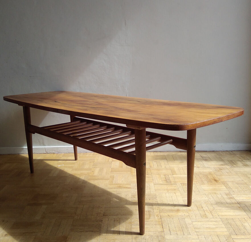1960s blond wooden coffee table