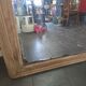 Large bevelled floor mirror in oak