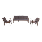Armchairs and bench pj 112 ole wanscher mahogany 1951 poul jeppessen editor