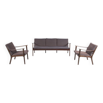 Armchairs and bench pj 112 ole wanscher mahogany 1951 poul jeppessen editor