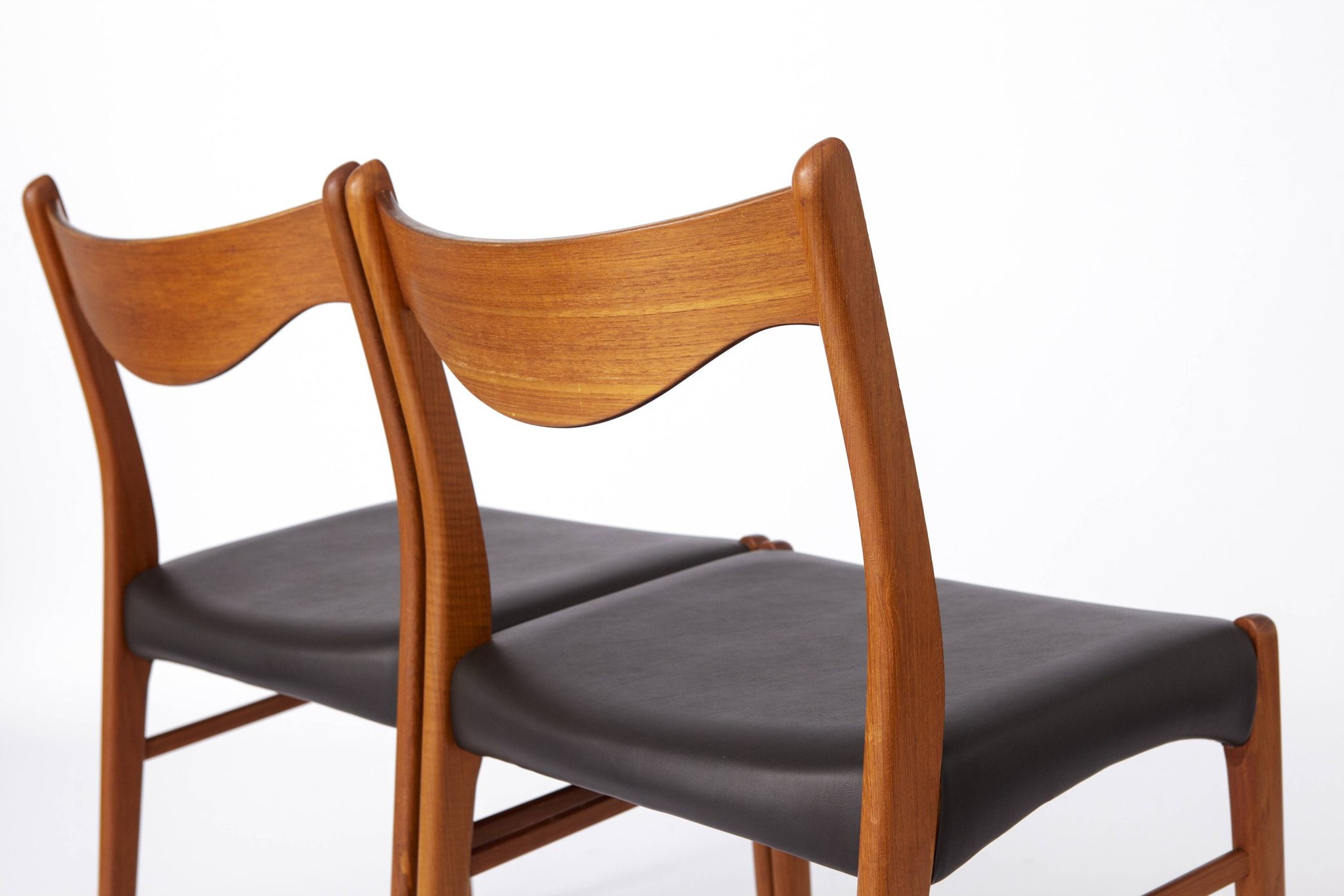 4 Arne Wahl Iversen Mid century teak dining chairs Glyngøre stolefabrik, model GS61