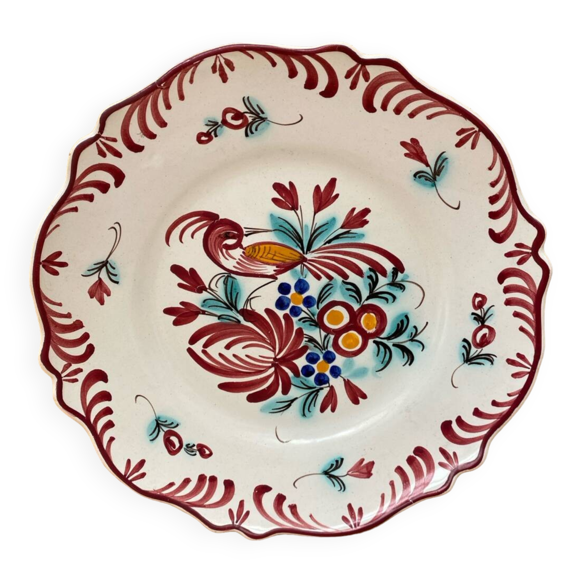 Old Emile Tessier Ceramic Plate Vintage Bird Decor