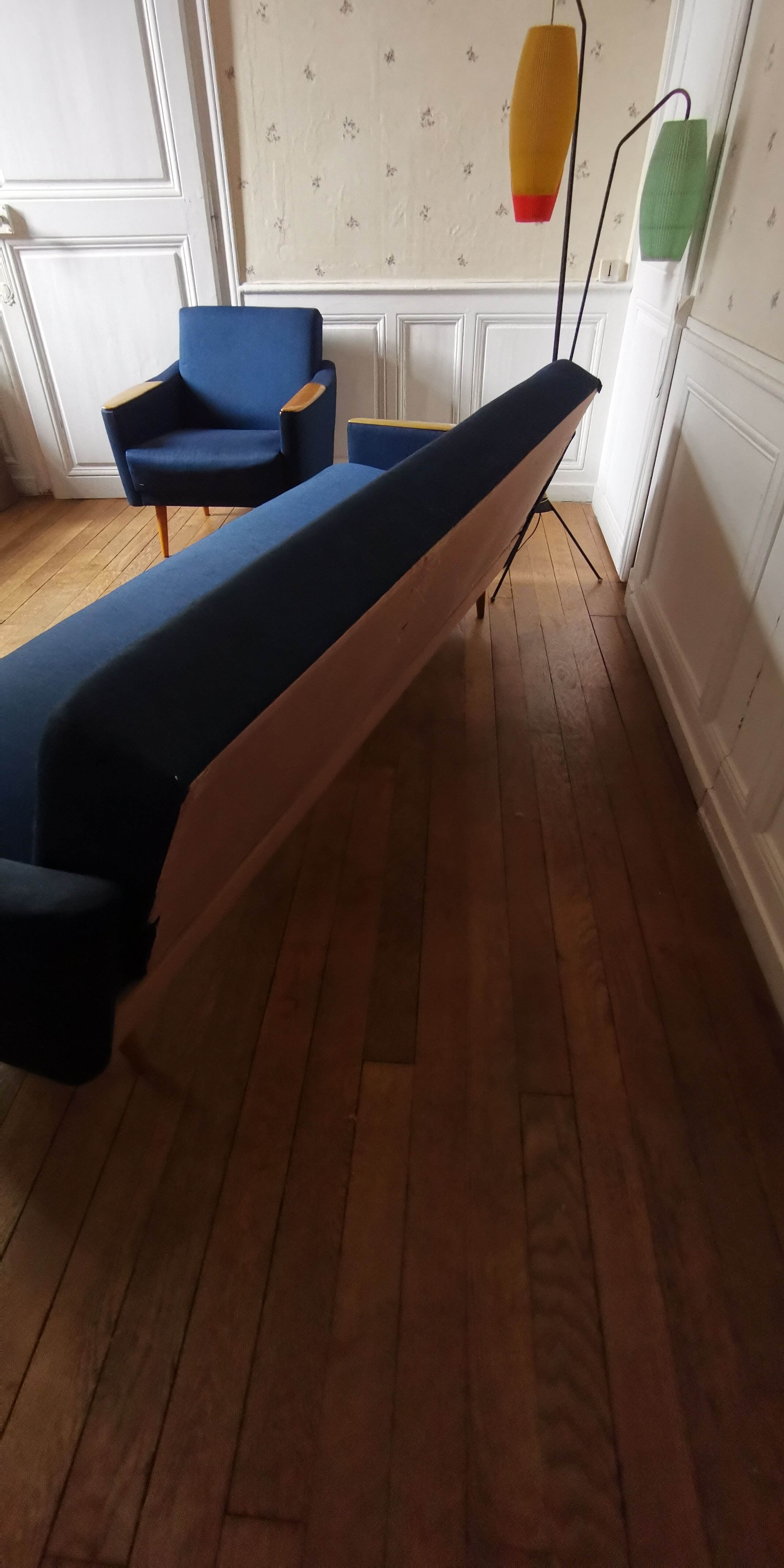 Duo 1 sofa daybed 1 club chair year 50 60 blue