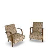 Ensemble de fauteuils Art Déco avec accoudoirs en hêtre arqués.