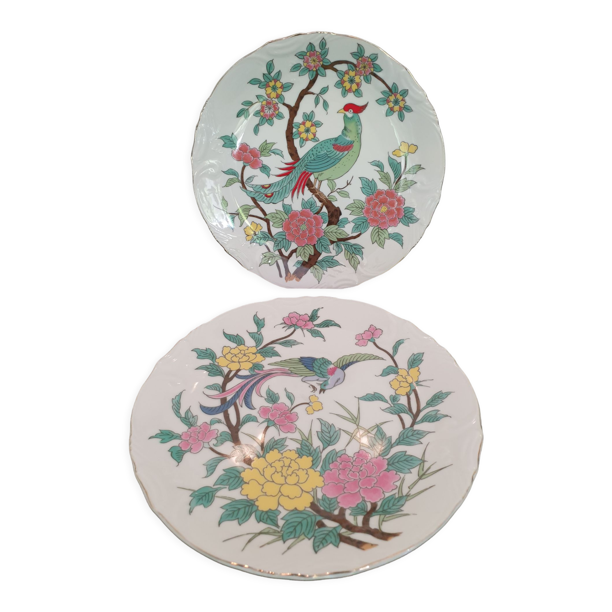 2 Japanese plates with Parrots