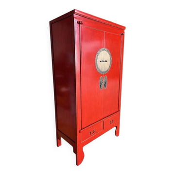 Armoire de mariage rouge en bois massif
