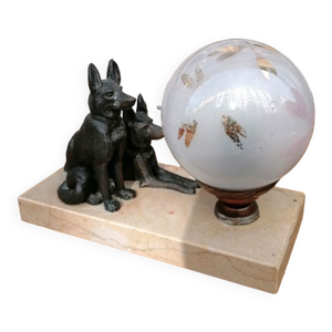Lampe sujets chiens en bronze,
