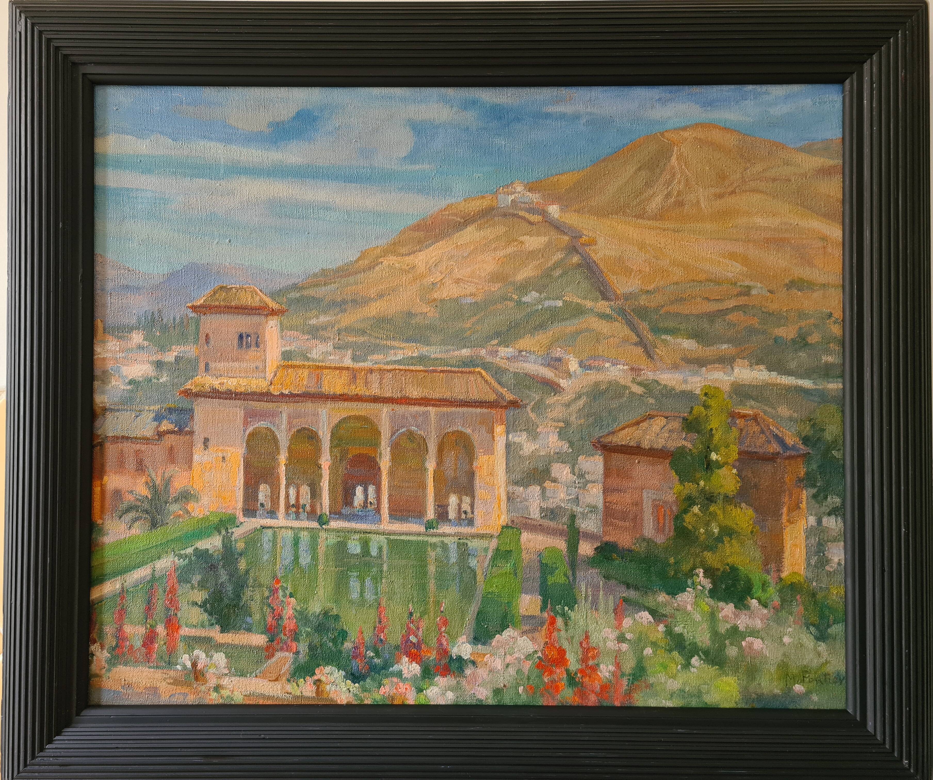 The alhambra of Granada oil by Marguerite Portier