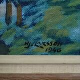 Swedish modern painting, 1946, oil on panel, framed, Hjamar Larsson