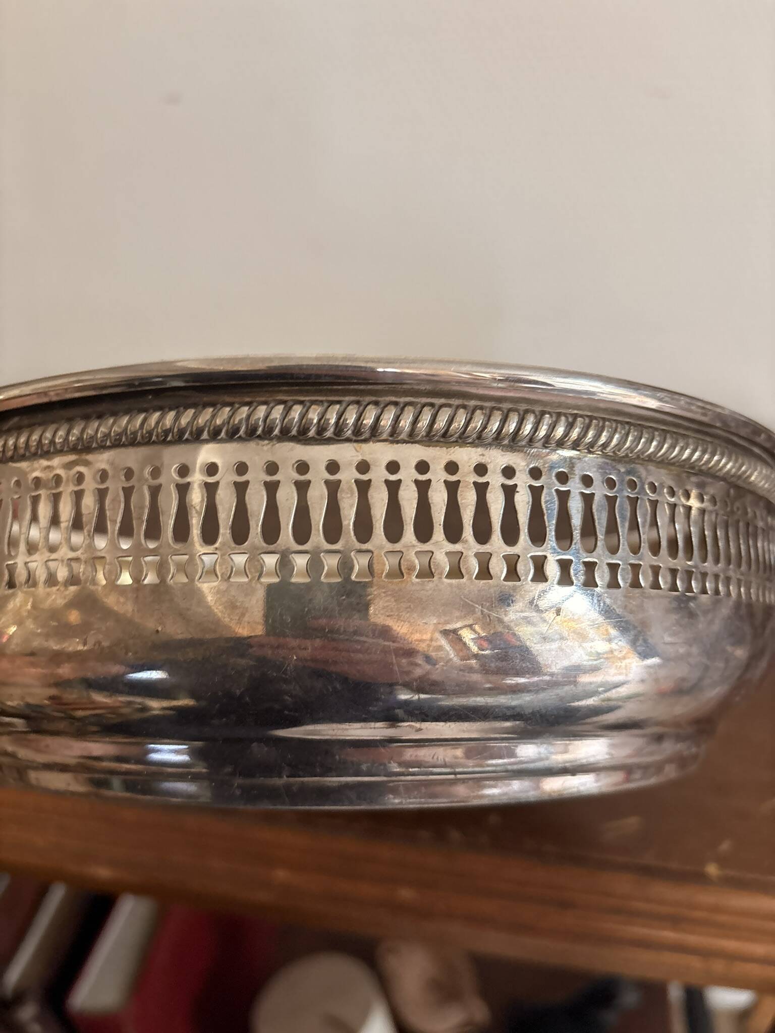 Antique Silver Metal Fruit Bread Basket Louis XVI Style