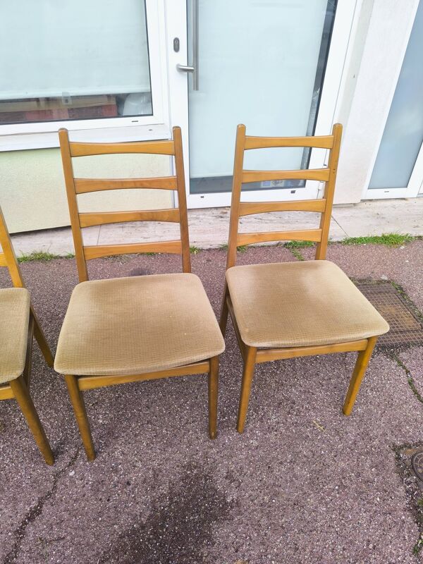 Lot de 4 chaises scandinave bois et tissu