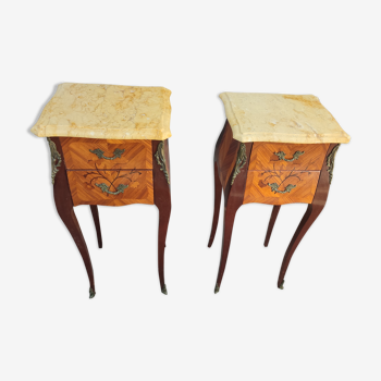 Pair of Louis VI marquetry bedside