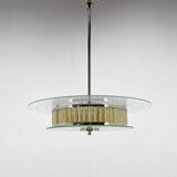 1940s Rare Italian Chrome & Glass  Chandelier, Restored
