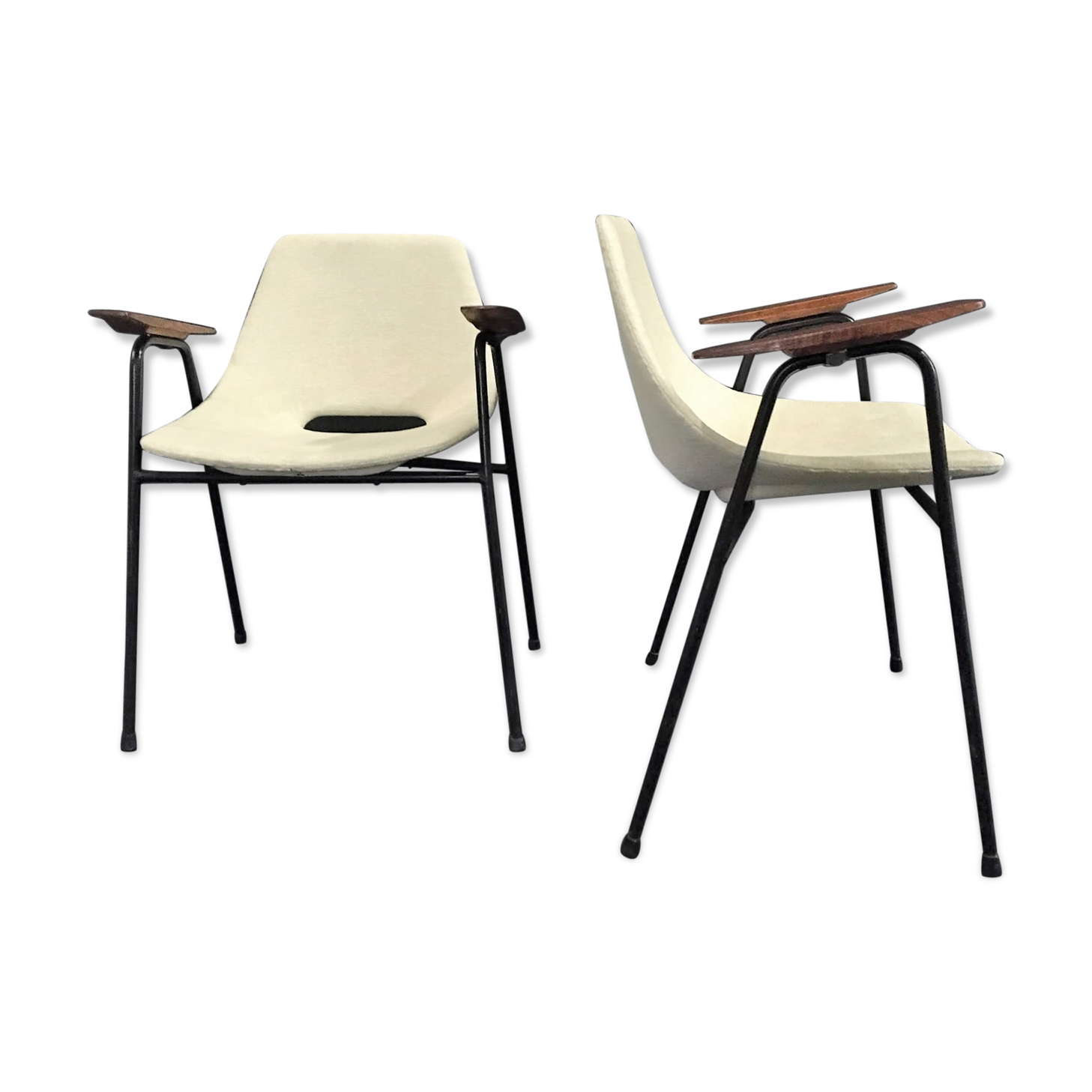 Pair of bridge armchairs, barrel model by Pierre Guariche, Steiner edition 1954