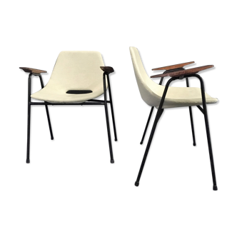 Pair of bridge armchairs, barrel model by Pierre Guariche, Steiner edition 1954