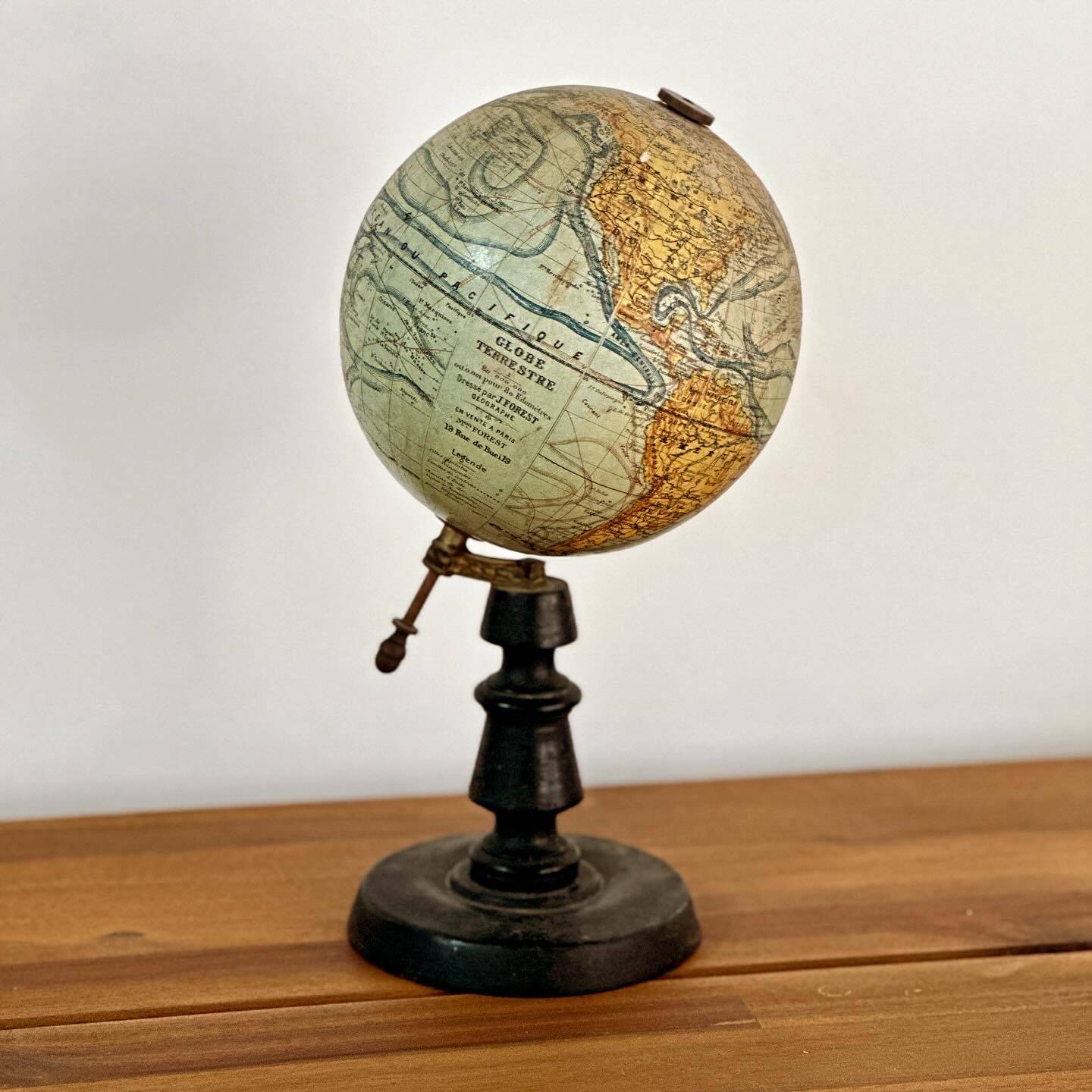 Terrestrial globe j. forest, geographical publisher in paris - early 20th century