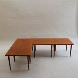 Scandinavian long teak coffee table set of 4 nest of tables 1960s