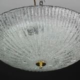 Vintage Italian Transparent Murano Glass Flush Mount Light