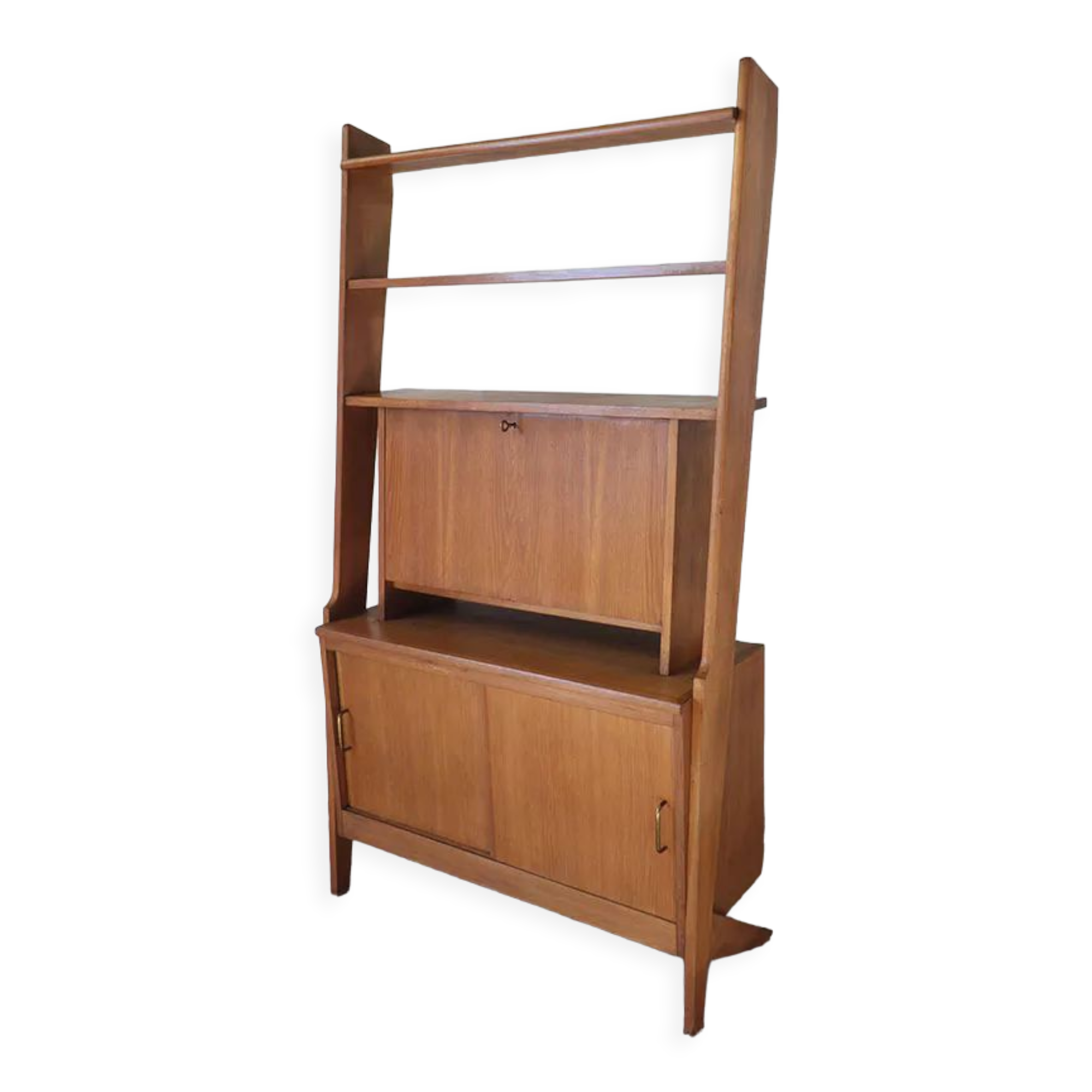 Bibliothèque avec secrétaire vintage en bois 1950