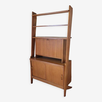 Bookcase with vintage wooden secretary 1950