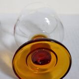 Six amber stemmed glasses from the 70s