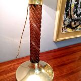 Burgundy Plexiglass and Brass Table Lamps by F. Loffredo, Italy 1980s