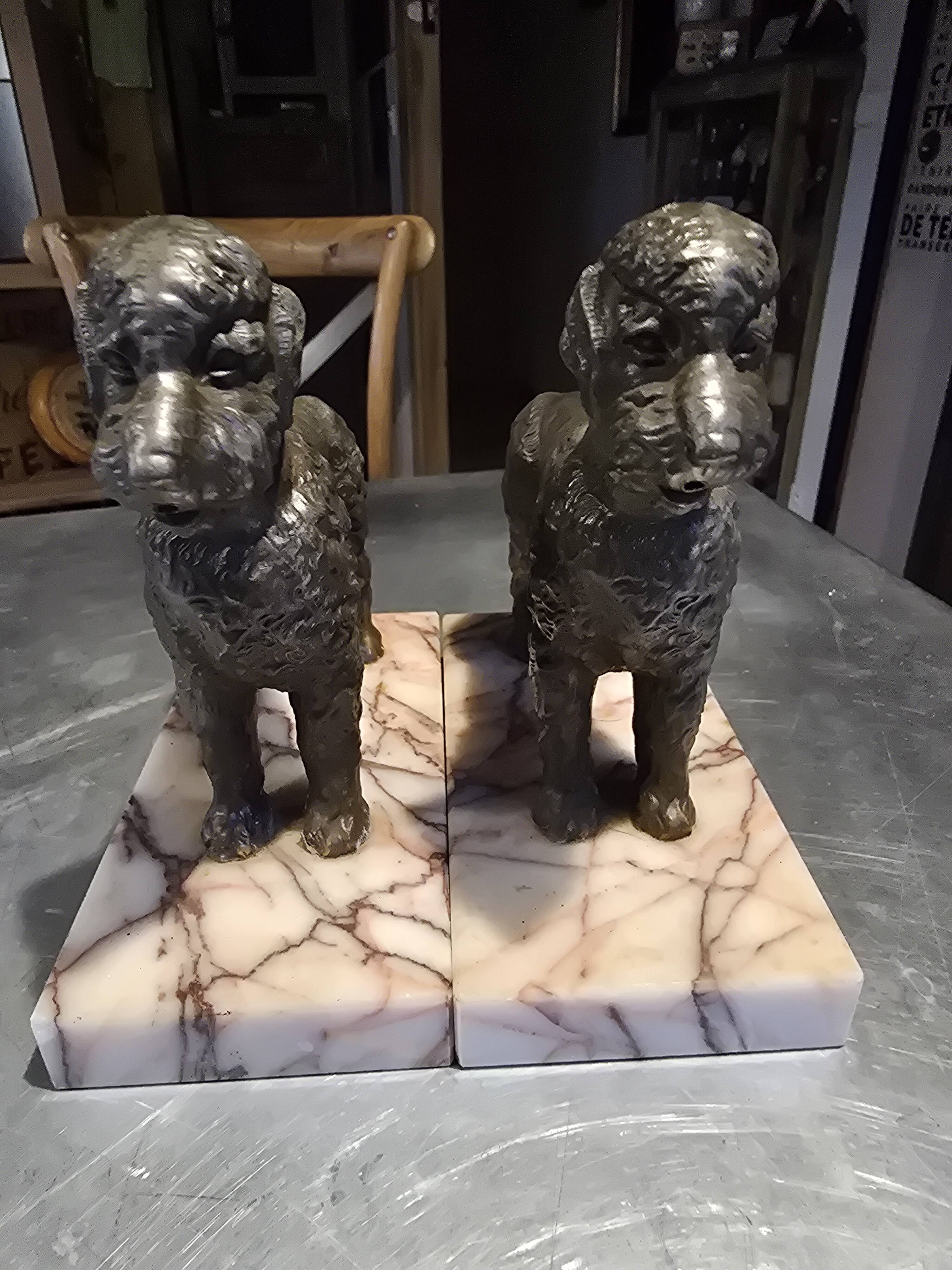 Paire de serre-livres aux caniches