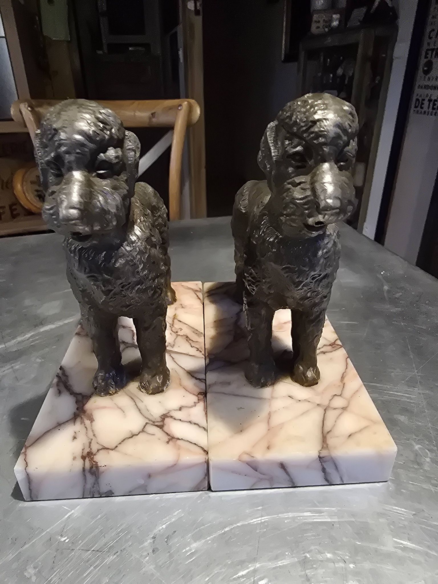 Pair of poodle bookends