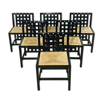 Suite of 6 chairs "Hill House" by Charles Rennie Mackintosh, Cassina edition