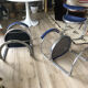 Set of four vintage chrome and velvet chairs