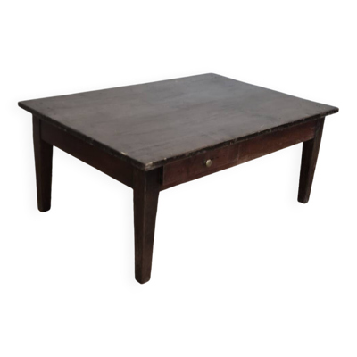 Table basse de ferme rustique ancienne 1900s deux tiroirs